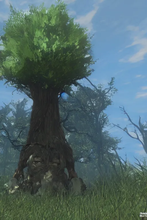 Prompt: the deku tree from Zelda in Fallout 4