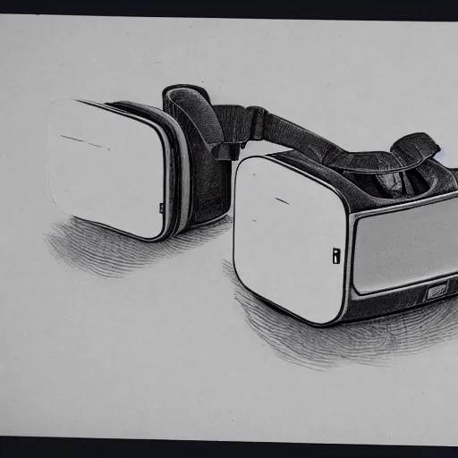 Image similar to Vintage, detailed, sketch of Oculus Rift, with full descriptions, on parchment