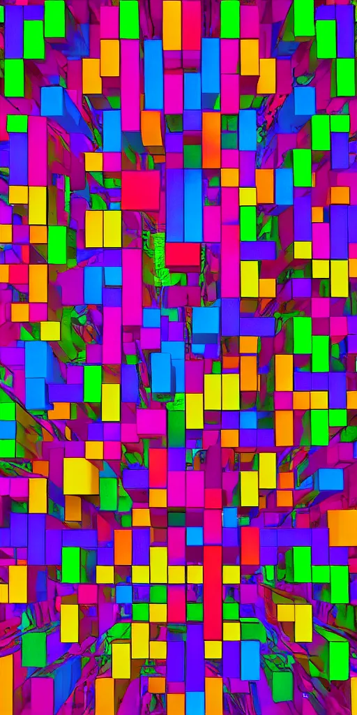 Image similar to Tetris in 5 dimensions, digital art, glowing geometric fractals, 8K