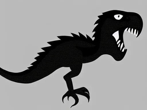 Image similar to pen sketch!!! of a stylized angry energetic dynamic velociraptor!!! sports logo!!! black and white