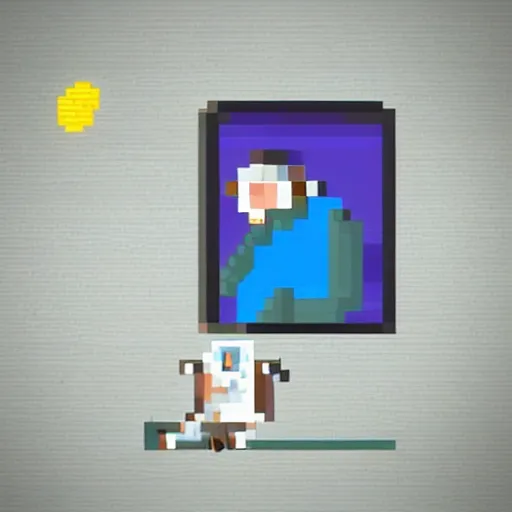 Image similar to an astronaut sat in a beach chair on the moon, pixel art