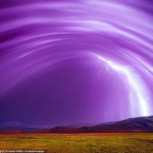 Image similar to amazing photo of a purple tornado in the sky by marc adamus, beautiful dramatic lighting