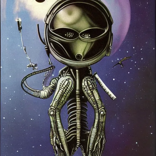 Prompt: alien astronaut by h r giger