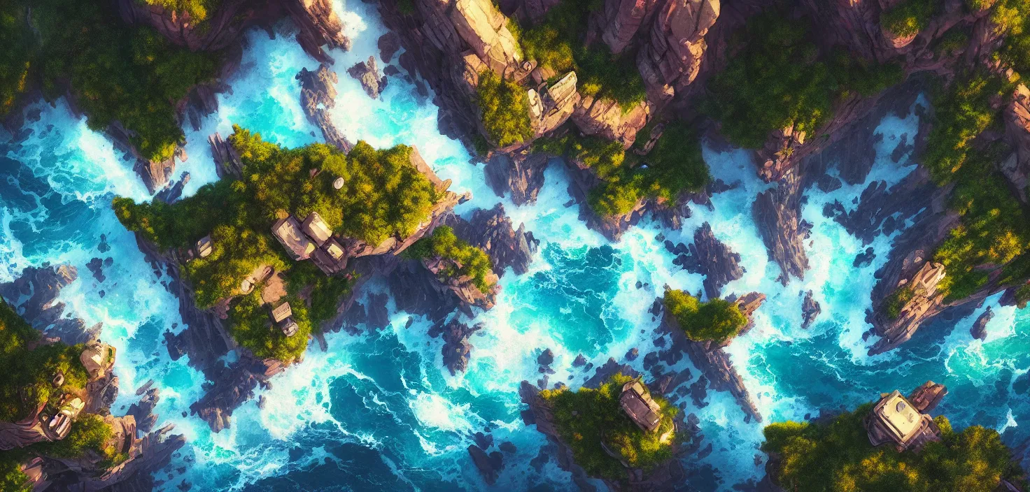 Image similar to nature landscape, aerial view, drone photography, cinematic, mountains and ocean, trending on artstation, by jordan grimmer, huge scene, art greg rutkowski