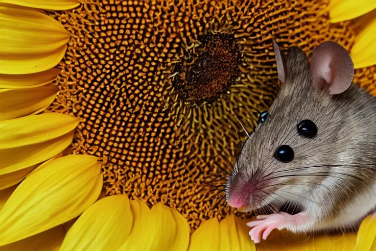 Image similar to a mouse spitting out a sunflower seed, photograph highly detailed