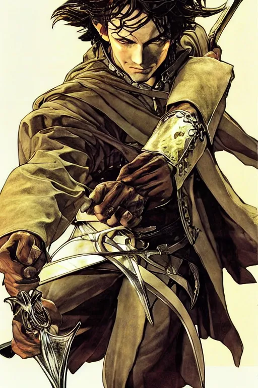 Image similar to attractive man, the lord of the rings, painting by j. c. leyendecker, yoji shinkawa, katayama bokuyo