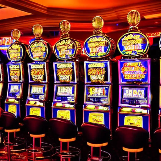 Prompt: Slot machines, casino photography, las vegas