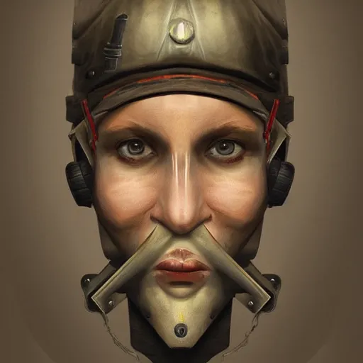 Prompt: sybaritic portraiture of a dieselpunk halberd-wielder, digital art, trending on ArtStation, by Viktor Vasetnov and George Ault