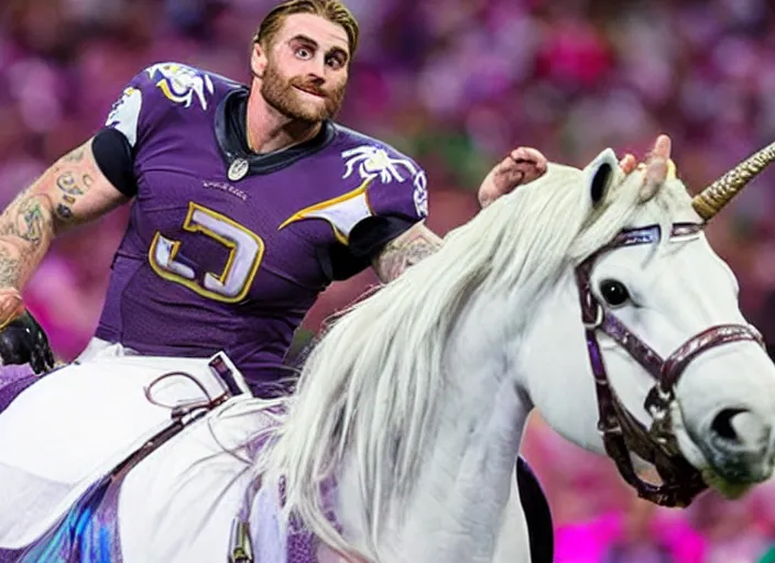 Prompt: chris long riding a unicorn