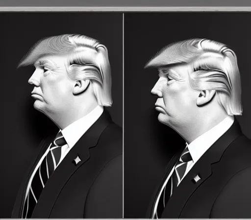 Image similar to highly realistic, highly detailed, photo - realistic, mugshot photogram of donald trump,