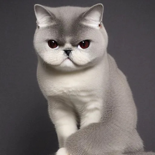 Image similar to exotic shorthair cat, solid grey, photograph