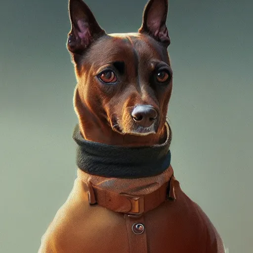 Image similar to a oil painting portrait of Dog wearing a turtleneck, highly detailed, digital painting, artstation, concept art, sharp focus, illustration, art by artgerm and greg rutkowski and alphonse mucha