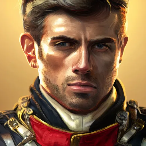 Image similar to portrait of a man in a continental battlecoat with an american flag belt, D&D, fantasy, elegant, hopeful, muscular, highly detailed, digital painting, artstation, concept art, smooth, sharp focus, illustration