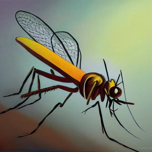 Image similar to a high quality painting of a mosquito trending on art station