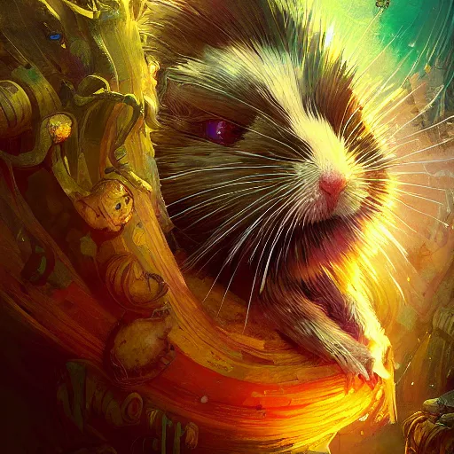 Image similar to very scared hamster, digital illustration portrait design, by android jones and greg rutkowski, retrowave color scheme, detailed, cinematic lighting, wide angle action dynamic portrait