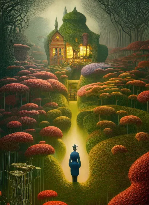 Prompt: hyper detailed 3d render like a Oil painting - the secret garden by Jacek Yerka, Mariusz Lewandowski, generative render, Abstract brush strokes, Masterpiece, Edward Hopper and James Gilleard, Zdzislaw Beksinski, Mark Ryden, Wolfgang Lettl, hints of Yayoi Kasuma, octane render, 8k