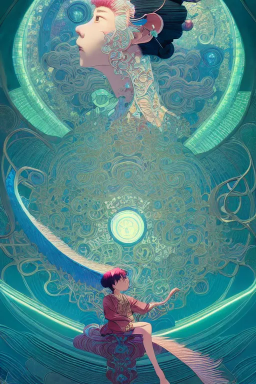 Image similar to a beautiful hyperdetailed character design 4 k wallpaper illustration of cyan dragon victo ngai, from china, style of studio ghibli, makoto shinkai, raphael lacoste, louis comfort tiffany, denoise, deblurring, artgerm, xision, james jean, ross tran, chinese style