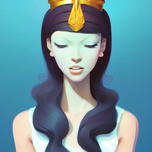 Image similar to face icon stylized minimalist tall girl with long hair and a crown on her head, loftis, cory behance hd by jesper ejsing, by rhads, makoto shinkai and lois van baarle, ilya kuvshinov, rossdraws global illumination,