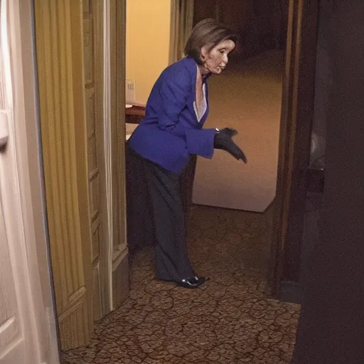 Image similar to Nancy Pelosi crawling out of the backrooms, trailcam footage