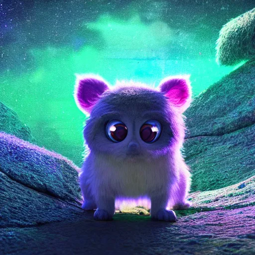 Image similar to tiny furry creature, round, micro - organisms, center, symmetric, rim light, tilt - shift, marine microbiology, bioluminescence, electric, fur, soft, concept art, intricate details, highly detailed, colorful, photorealistic, disney pixar, octane render, iridescent, anime, 8 k