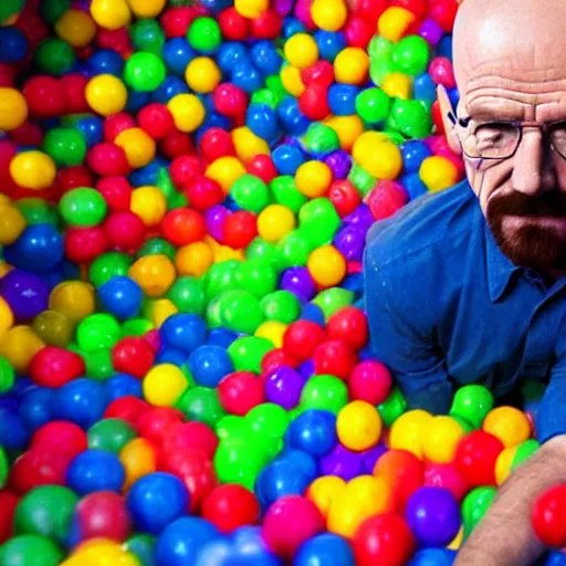 Image similar to walter white in a ball pit.