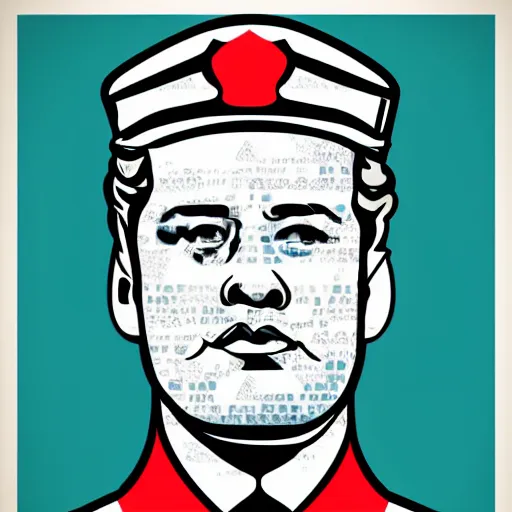 Image similar to handsome male, pop art style, poster style, soviet propaganda, king, monarch, emperor, dictator, ruler of crypto