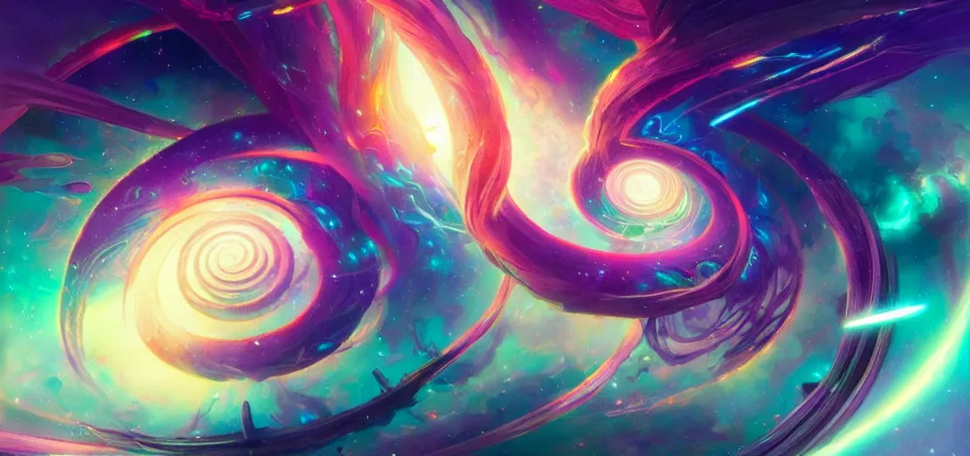 Image similar to a spiral nebula, channeling swirling energy, vaporwave aesthetic, colorful, psychedelic, digital painting, artstation, concept art, smooth, sharp focus, illustration, art by artgerm and greg rutkowski and alphonse mucha