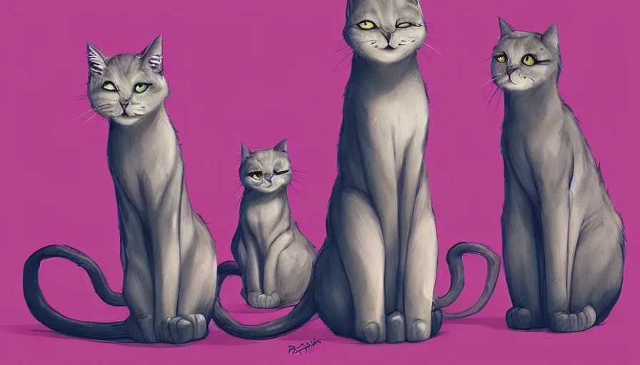 Image similar to artwork of really tall sitting cats by ross tran, thick brush, 4 k resolution