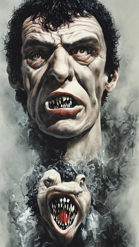 Prompt: David Kessler from An American Werewolf In London (1981) by Les Edwards, poster artwork