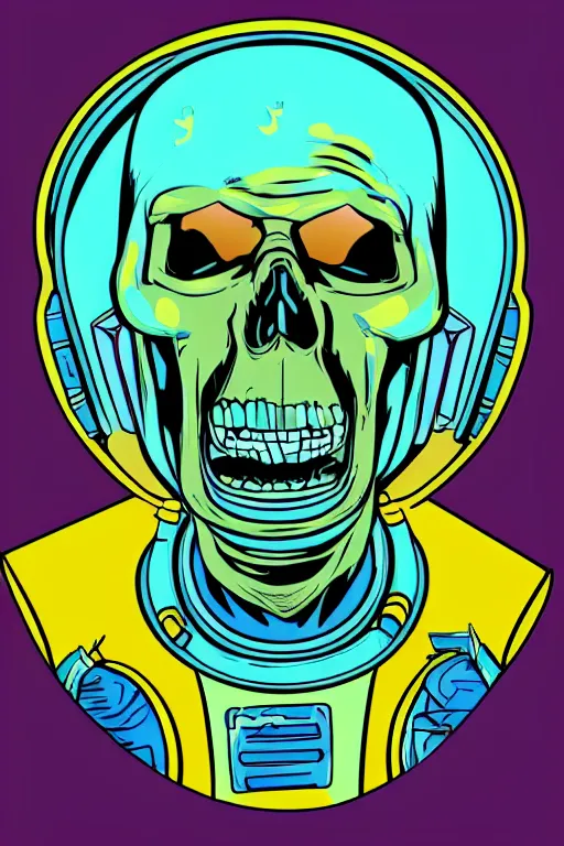 Image similar to portrait of a astronaut skeletor, art by butcher billy, sticker, colorful, illustration, highly detailed, simple, smooth and clean vector curves, no jagged lines, vector art, smooth