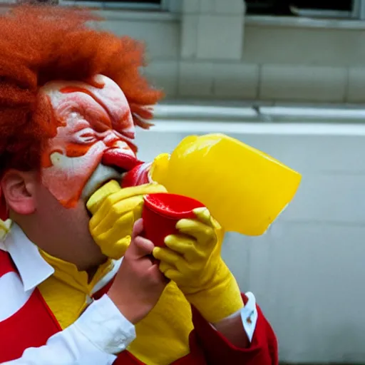 Image similar to ronald mcdonald puking vomiting