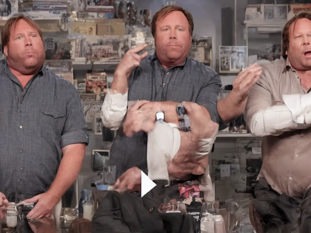 Prompt: alex jones has a terrible nightmare in tim and eric awesome show great job