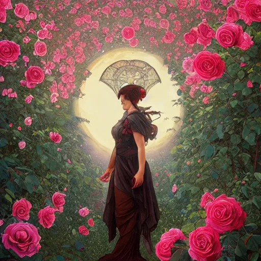 Image similar to meteorite made out of roses flying over the sky, roses trail, greg rutkowski, sharp focus, art by artgerm, alphonse mucha