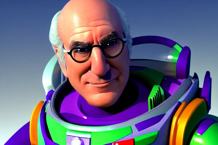 Prompt: a screenshot of larry david as buzz lightyear, photorealistic portrait, highly detailed, 3 d octane render, volumetric lighting, c 4 d, brilliant lighting and detail, award winning film