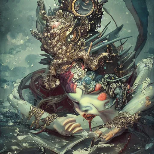 Prompt: plasticine wet shiny angles, crystal, moonlit, mirrors, camera angled dramatically, realistic hyperdetailed design of a trashcan, ferocious, chinese mythology, victo nga, fumo yoshitoshi, ren jing jeong, feifei ruan, peter mohrbacher, takato yamamoto