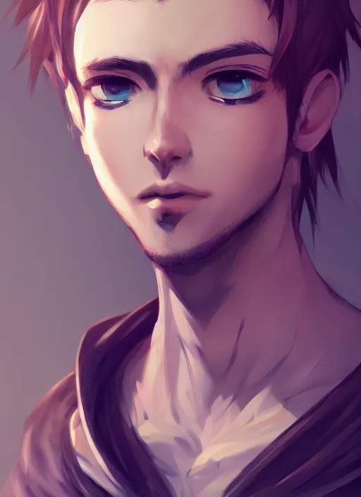 Image similar to detailed beautiful male character art of a protagonist, depth of field, on amino, by sakimichan patreon, wlop, weibo high quality art on artstation, deviantart