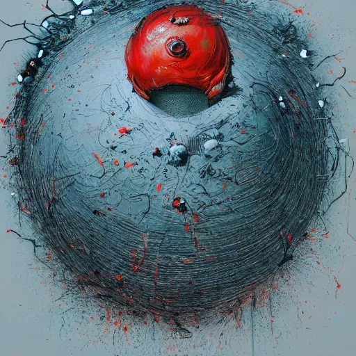 Prompt: a sphere being devoured by abstract splatters of white paint in the style of francis bacon, face being engulfed in flames in the style of james jean, surreal, beksinski, high detailed