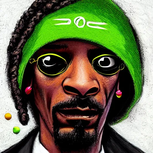 Image similar to snoop dogg, tennis ball monster ,tennis ball, digital art, fantasy,chalk, magic, trending on artstation, ultra detailed, professional illustration by Basil Gogos