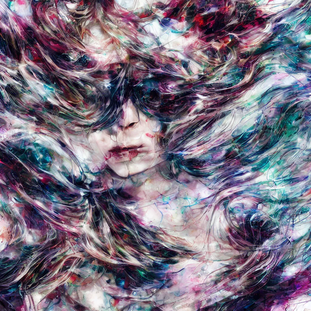 Image similar to an abstract, swirling, elaborate recursive large and decaying array of beauty, painted by agnes cecile as featured on conceptartworld 3 d, surreal ramifications, 8 k