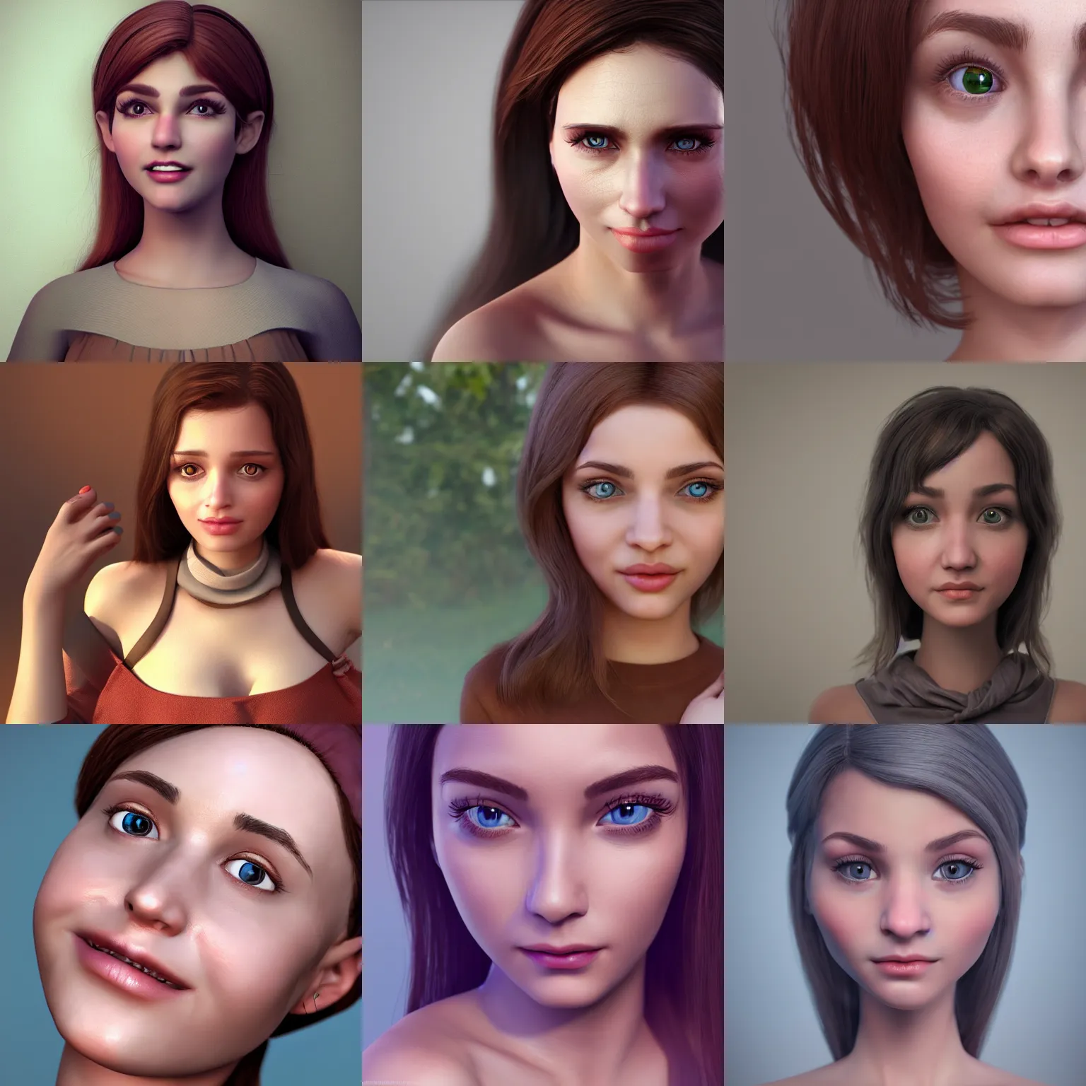 Prompt: a beaty woman, pothorealistic, cute face, 4 k, high details, disney style, 3 d, cycles render