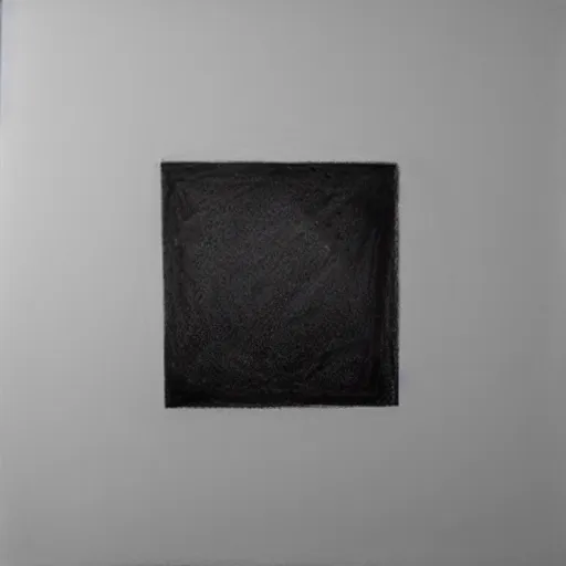 Image similar to a realistic charcoal drawing of a black square floating over the ocean in the style of Marco Tirelli