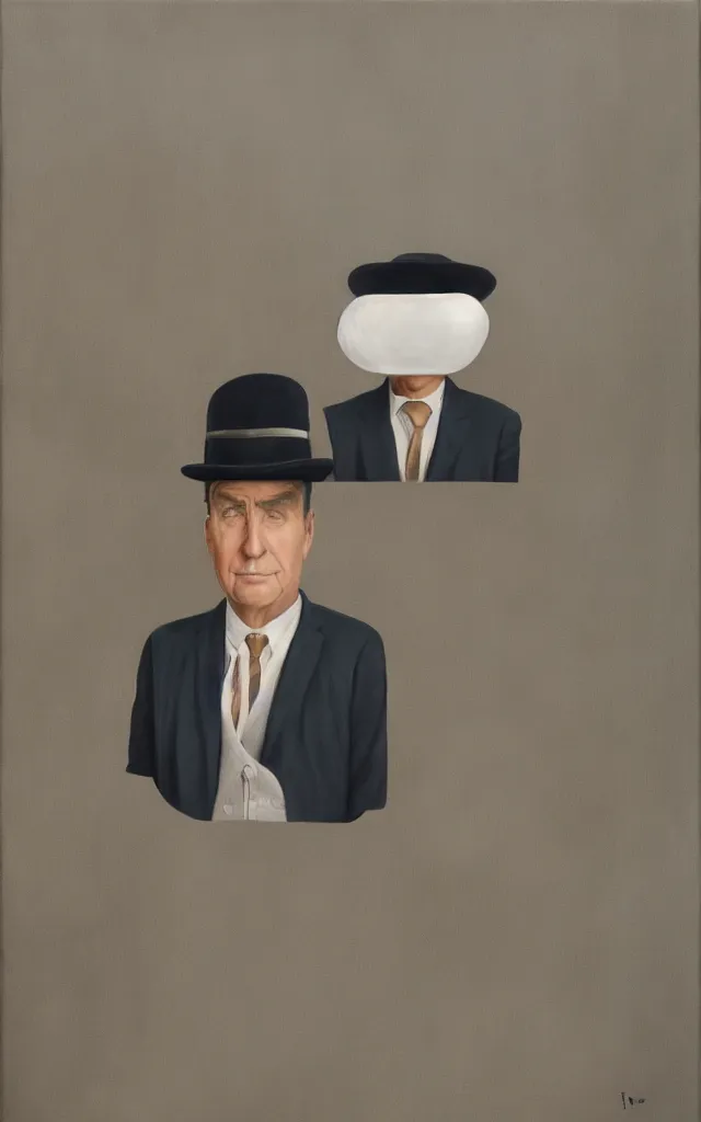 Prompt: the human vondition, realistic painting, 4k, in the style of rene magritte