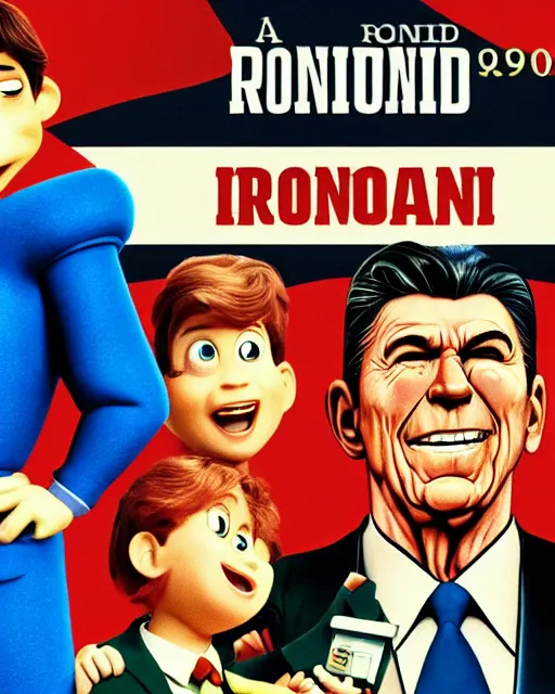Prompt: a pixar movie about the 1 9 8 0 s aids pandemic with ronald reagan as the villain