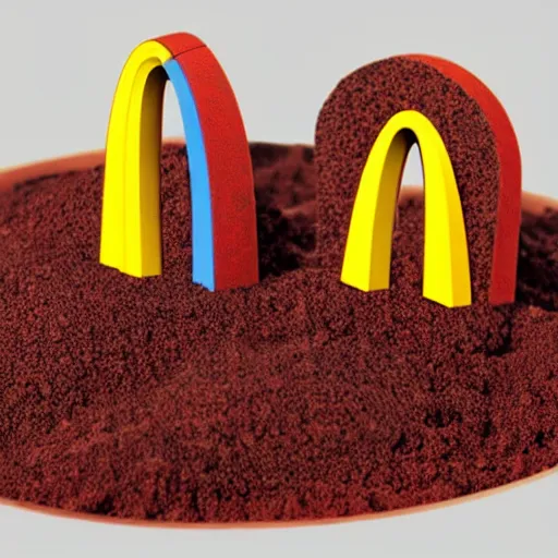 Image similar to mcdonalds made of blue and red sand