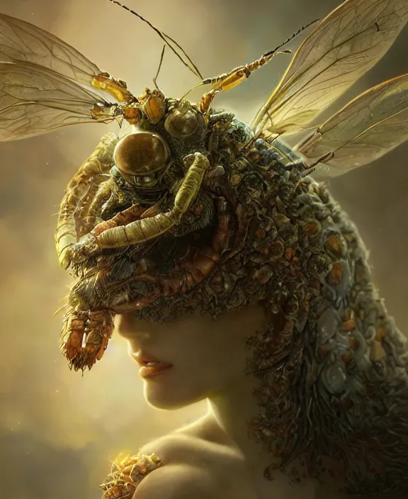 Prompt: portrait of a insect creature, adorable, childlike, milky way environment, ultra realistic, concept art, intricate details, cheerful, highly detailed, photorealistic, octane render, 8 k, unreal engine. art by christopher marley and artgerm and greg rutkowski and alphonse mucha