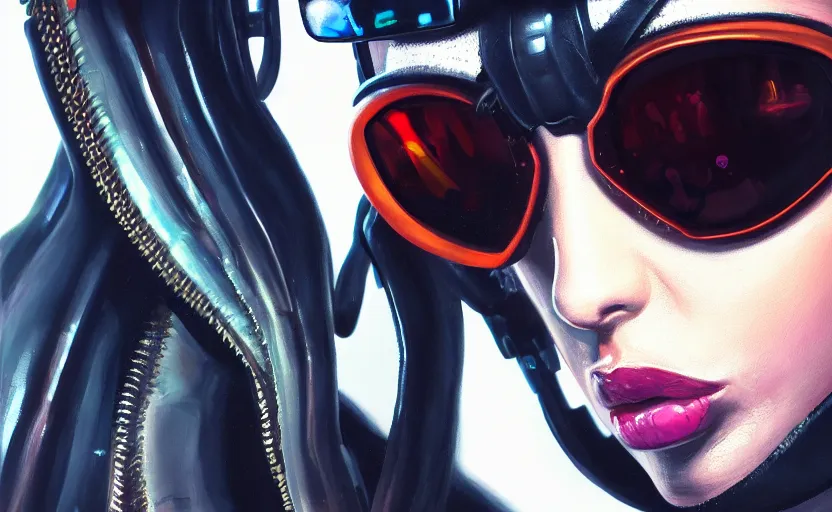 Image similar to closeup painting of bee, cyberpunk, wearing shades and leather jacket, portrait, hyperdetailed, artstation, cgsociety, 8 k, synthwave by tangerine dream