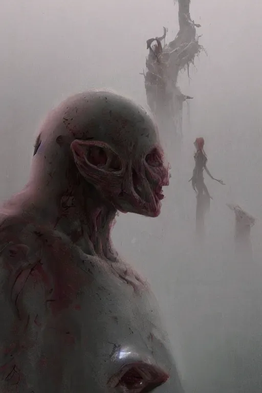 Prompt: Concept art for Aurora new single, Something inside you is violence and danger, i knew from the moment we met, you are a dangerous thing painted by Wayne Barlowe, Greg Rutkowski, zdislav beksinski, Francis Bacon, trending on artstation, artstationHD, artstationHQ, 4k, 8k