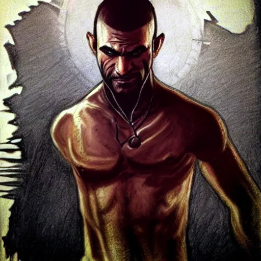 Prompt: badass drawing of vaas from far cry