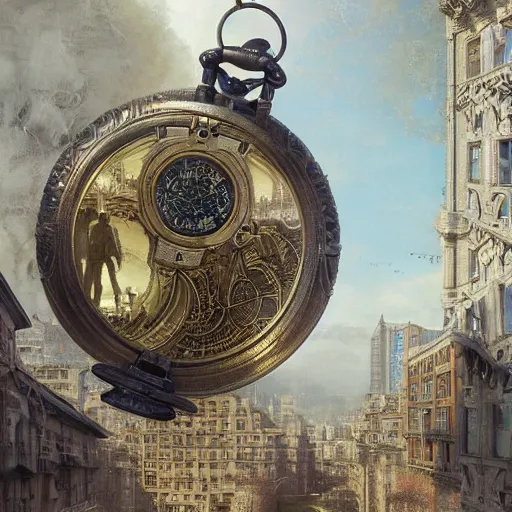 Prompt: the city inside a pocket watch by ferdinand knab, albrecht durer, and canaletto and steven belledin, dreamscape by artgerm and ruan jia and ismail inceoglu and greg olsen