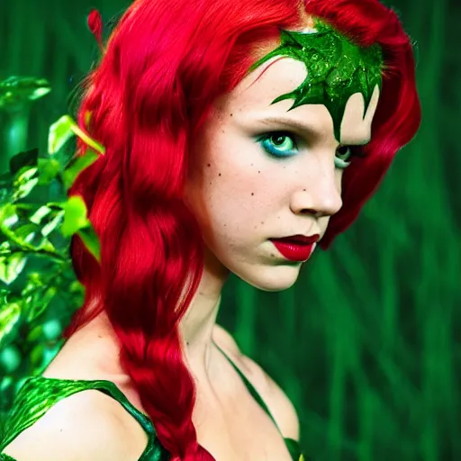 Image similar to millie bobby brown as poison ivy, dc, movie, photography, portrait, beautiful,